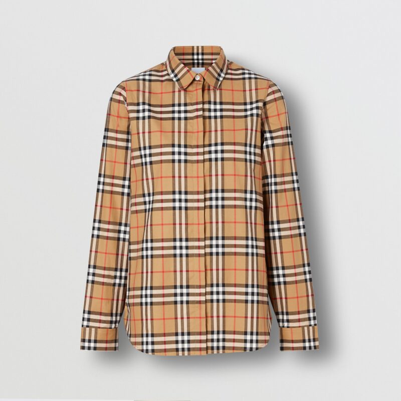 Burberry Vintage Check Stretch Cotton Twill Shirt